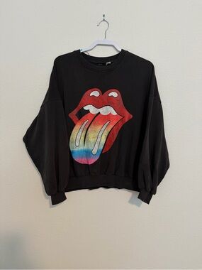 Rolling Stones rainbow logo pullover sweatshirt black medium